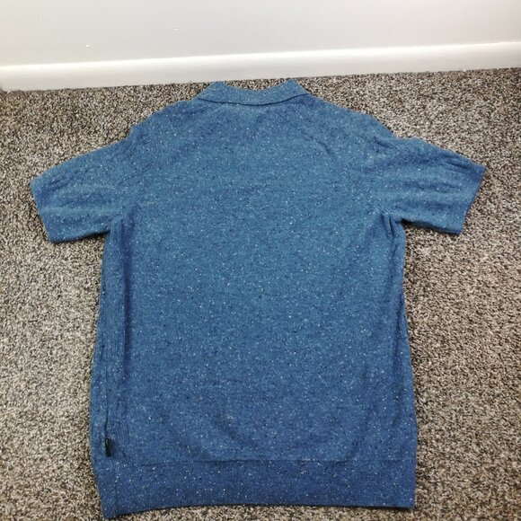Ted Baker London Polo Shirt Ustee Wool Cable Knit Marled Blue Mens 2 Small - Picture 5 of 8